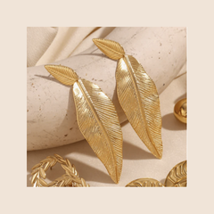 Golden Leaf Drop Earrings