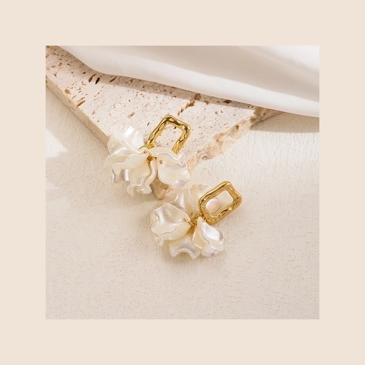 Ivory Ruffles Earrings